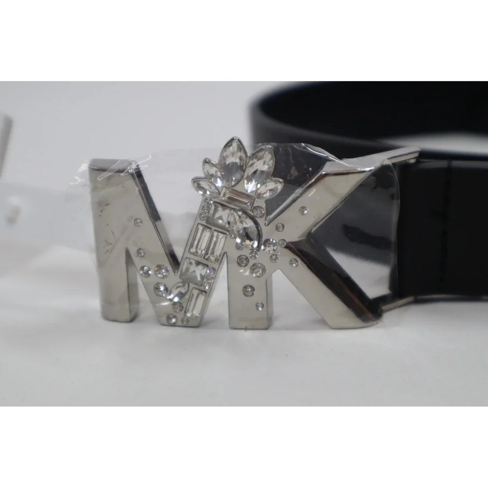 Michael Michael Kors Pave Logo Belt -‎ Black - Size S